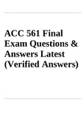 ACC 561 Final Exam Questions & Answers Latest (Verified Answers)