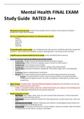                                                                   Mental Health FINAL EXAM Study Guide  RATED A++