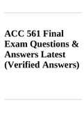 ACC 561 Final Exam Questions And Answers Latest (Verified Answers)