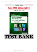Test Bank For Bontrager's Textbook of Radiographic Positioning and Related Anatomy 9th Edition Lampignano | Latest| Complete|