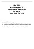 IRM1501 ASSIGNMENT 2 SEMESTER 2 2022 (ALL ANSWERS & SOLUTIONS)