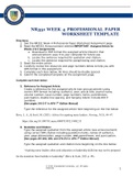 NR 351 Week 4 Assignment; Professional Paper Worksheet