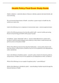 Health Policy Final Exam Study Guide