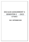 DSC1630 Assignment 4 Semester 2 2022