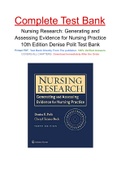 Nursing Research&colon; Generating and Assessing Evidence for Nursing Practice 10th Edition Denise Polit Test Bank