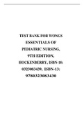 TEST BANK FOR WONGS ESSENTIALS OF PEDIATRIC NURSING&comma; 9TH EDITION&comma; HOCKENBERRY