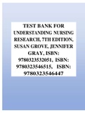 Test Bank for Understanding Nursing Research&comma; 7th Edition&comma; Susan Grove&comma; Jennifer Gray LATEST