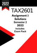 TAX2601 Exam Pack New with Assignment 3 Answers for Semester 2 (2022)| WITH LATEST EXAM PACK (Questions and Answers)