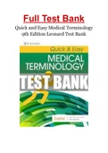 Quick and Easy Medical Terminology 9th Edition Leonard Test Bank