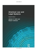 American Law and Legal Systems 7th Edition Calvil Test Bank
