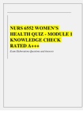 NURS 6552 WOMEN’S HEALTH QUIZ - MODULE 1 KNOWLEDGE CHECK RATED A+++