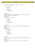 BIO 300 BIOSTATISTICS HW ASSIGNMENTS QUE AND ANS WITH &lpar;ANSWER KEY&rpar;