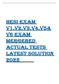 HESI EXAM  V1&comma;V2&comma;V3&comma;V4&comma;V5& V6 EXAM  MERGERED  ACTUAL TESTS  LATEST SOLUTION  2022