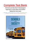 Schools and Society A Sociological Approach to Education 6th Edition Ballantine test bank