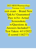 2023 HESI Pharmacology Version 1 (v1) exit exam – Brand New Q&As! Guaranteed Pass A+ Actual Screenshots Questions & Answers Included!!