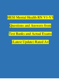 2022/2023 HESI Mental Health RN V1-V3 Questions and Answers from Test Banks and Actual Exams (Latest Update) Rated A+ (Verified Answers)