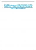 BIOLOGY &lpar;Anatomy&rpar; GIT QUESTIONS AND  ANSWERS   100&percnt; VERIFIED COMPLETE  DIGESTIVE SYSYEM