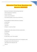 Abdominal Final Exam Questions and Answers 2022&sol;2023