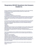Respiratory NCLEX Questions And Answers Graded A&plus;