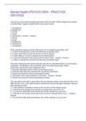 Mental Health &lpar;PSYCH&rpar; HESI - PRACTICE 2021&sol;2022