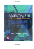 Essentials of Corporate Finance 9th Edition Ross Test Bank|ISBN-13 ‏: ‎978-1259277214| Complete Test Bank Guide A+