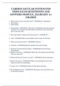 CARDIOVASCULAR SYSTEM END  TERM EXAM QUESTIONNS AND  ASNWERS MODULE3  &vert;&vert;ALREADY A&plus;  GRADED 