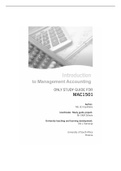 Lecture notes MAC1501 - Introduction To Management Accounting (mac1501) 
