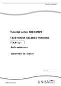 Lecture notes TAX1501 - Taxation Of Salaried Persons (tax1501) 