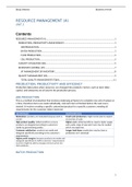 Chapter 4 - Resource Management: AS level edexcel business studies revision summaries