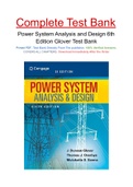 Power System Analysis and Design 6th Edition Glover Test Bank