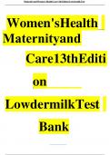 Test bank for Maternity and Women's Health Care 13th Edition by Deitra Leonard Lowdermilk&comma;Kitty Cashion&comma; Kathryn Rhodes Alden&comma; Ellen Olshansky and Shannon E&period; Perry ISBN&colon;9780323810180 Chapter 1-38 &vert; Complete Guide