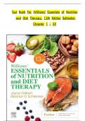 TEST BANK For Williams' Essentials of Nutrition and Diet Therapy, 13th Edition Schlenker & Gilbert, Verified Chapters 1 - 25, Complete Newest Version