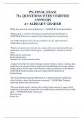 PN3 FINAL EXAM  70&plus; QUESTIONS WITH VERIFIED  ANSWERS  A&plus; ALREADY GRADED 
