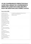 ATI RN COMPREHENSIVE PREDICTOR EXAM LATEST 2024-2025&sol;ATI RN COMPREHENSIVE PREDICTOR LATEST EXAM 2022-2023 REAL EXAM 180 QUESTIONS AND CORRECT answers