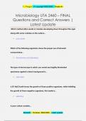 Microbiology UTA 2460   Questions and Correct Answers &vert; Latest Update
