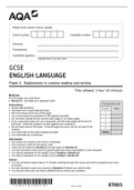 AQAGCSE ENGLISH LANGUAGE Paper 1 2021 Explorations in creative reading and writing