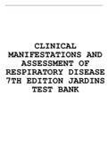 CLINICAL MANIFESTATIONS AND ASSESSMENT OF RESPIRATORY DISEASE 7TH EDITION JARDINS TEST BANK