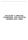 BUILDING A MEDICAL VOCABULARY 9TH EDITION LEONARD TEST BANK