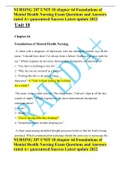 NURSING 207 UNIT 18 chapter 64 Foundations of Mental Health Nursing Exam Questions and Answers rated A&plus; guaranteed Success Latest update 2022