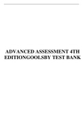 ADVANCED ASSESSMENT 4TH EDITION BY GOOLS TEST BANK