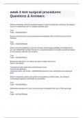 week 4 test surgical procedures Questions & Answers