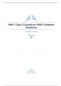 NNP 1 Quiz 2 Questions With Complete Solutions&period;