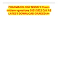 PHARMACOLOGY MSN571 Pharm midterm questions 2021&sol;2022 Q & AS LATEST DOWNLOAD GRADED A&plus;