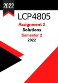 LCP4805 Assignment 2 (SOLUTIONS) For Semester 2 (2022) - As per instructions 