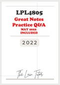 LPL4805 Great Notes on the module, Q&A and practice Questions