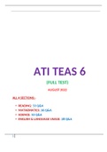 ATI TEAS 6 EXAM (FULL TEST) (Latest 2022-2023)