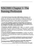NSG3001 : INTRODUCTION TO THE PROFESSION OF NURSING STUDY GUIDE NOTES : South University,Updated 2020