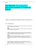 Test Bank for  Management  Information Systems 4th Edition By Baltzan