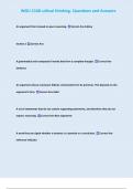 WGU C168 critical thinking- Questions and Answers