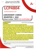 LCP4804 ASSIGNMENT 2 MEMO - SEMESTER 2 - 2022 - UNISA (DETAILED - CONTAINS FOOTNOTES AND BIBLIOGRAPHY)